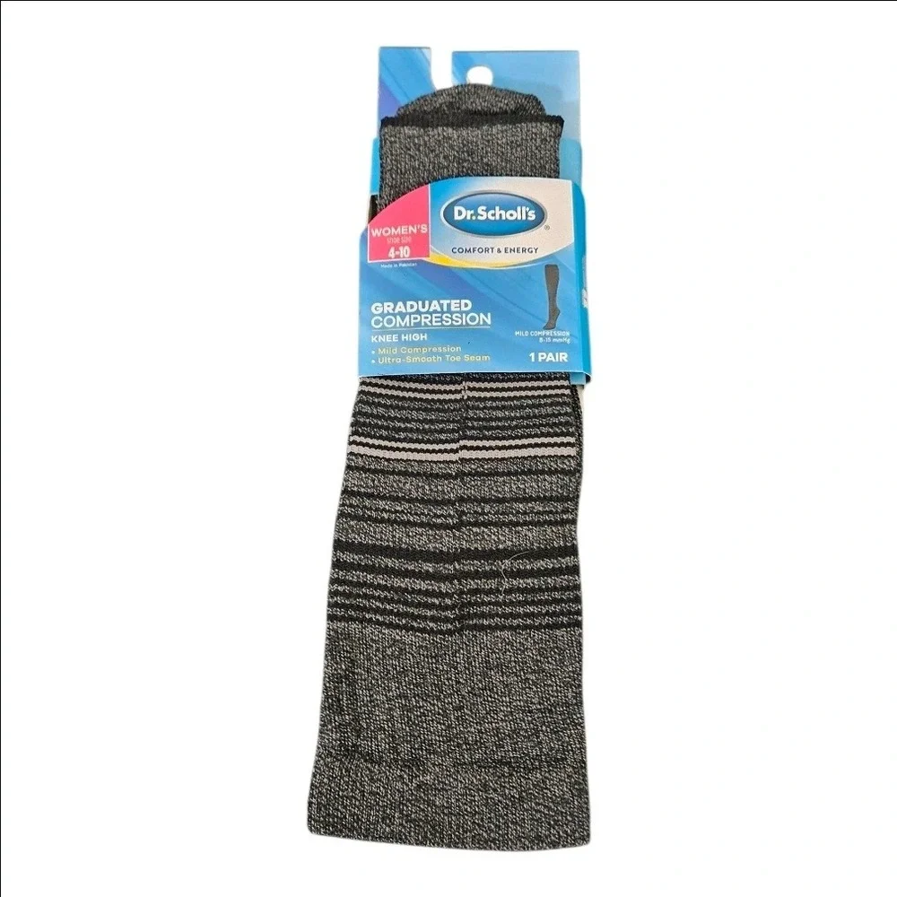Dr Scholls Womens Graduated Compression Knee High Socks 8-15 mmHg Black 4-10 New